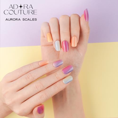 Adora Couture Semi-Cured Gel Nail Strips Kit - 20 Pieces with Prep Pads, Nail File & Wooden Stick
