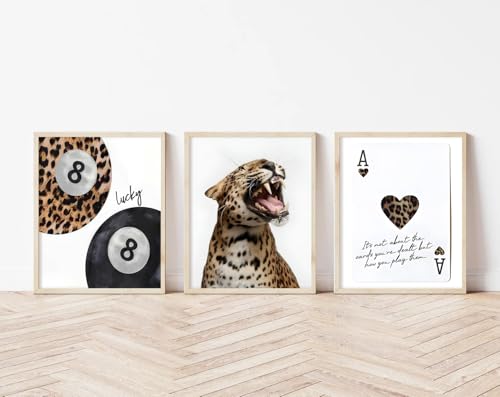 Set of 6 Leopard Print Wall Art Posters | Stylish 8x10 Decor