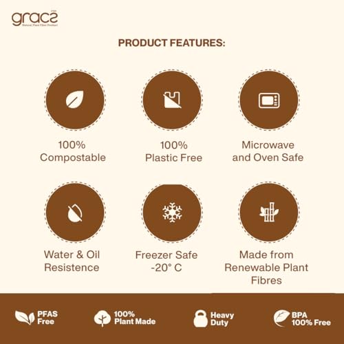 Gracz Compostable Disposable Paper Plates - 9 Inch, 50 Pcs