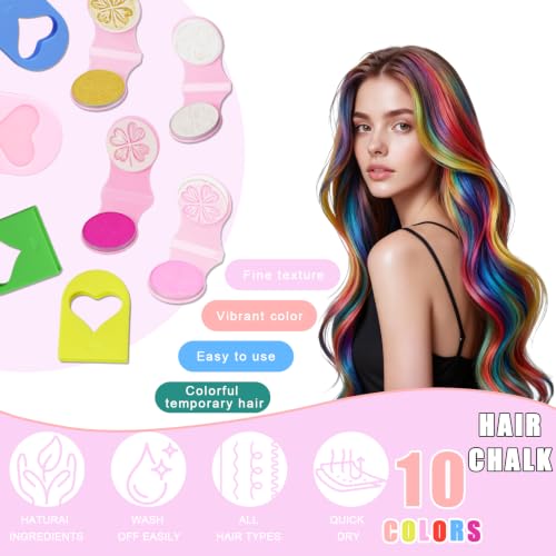 HULYHDP 10-Color Washable Temporary Hair Chalk for Kids & Adults, Safe & Non-Toxic, Perfect for Parties & Cosplay
