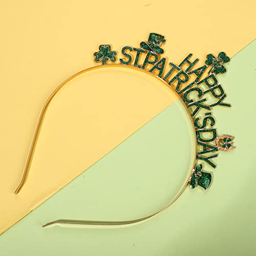 CEALXHENY St. Patrick's Day Shamrock Headband with Glitter Rhinestones
