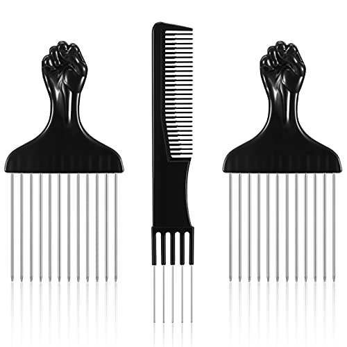 3-Piece Metal Hair Picks & Teasing Comb Set for Women & Men