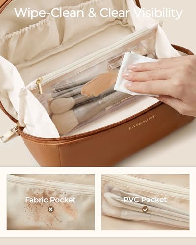 BAGSMART Travel Makeup Bag - Spacious Toiletry Case in Deep Navy