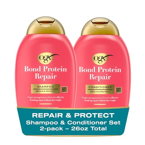 OGX Repair & Protect Bond Protein Shampoo and Conditioner Set, 2 x 13 fl oz