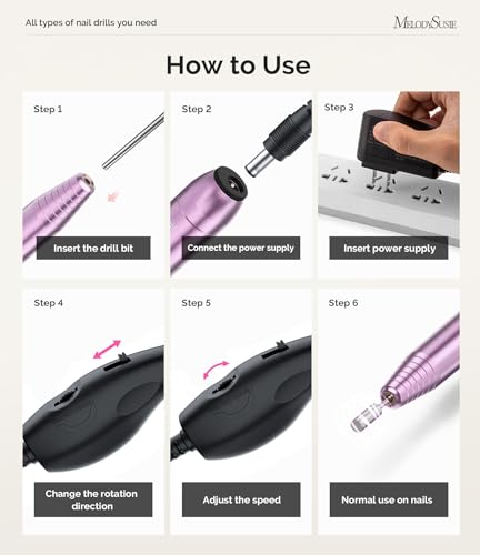 MelodySusie PC120B Nail Drill Kit - 20000RPM for Cuticle Care & Nail Art