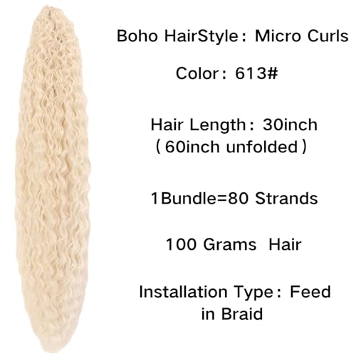 Leticia Blonde Pre-Stretched Braiding Hair with Boho Curls - 30 Inch, Pack of 5