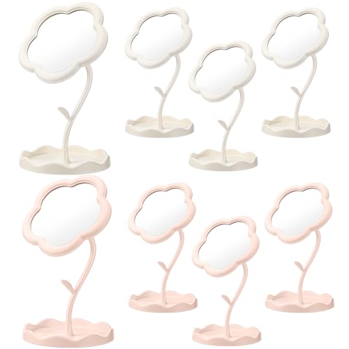 Flower Shaped Handheld Makeup Mirrors - 8 Piece Spa Party Favor Set