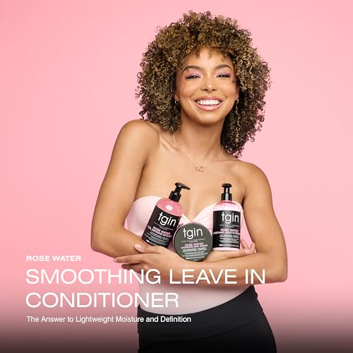 tgin Rose Water Smoothing Leave-In Conditioner for Curly Hair, 13 Ounce