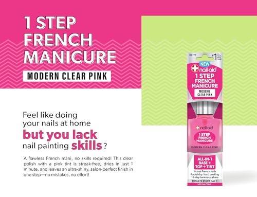 Nail-Aid 1-Step French Manicure Nail Polish - All-in-One Base & Top Coat, Sheer Pink, Fast Dry, Strengthening, Cruelty-Free, Made in USA