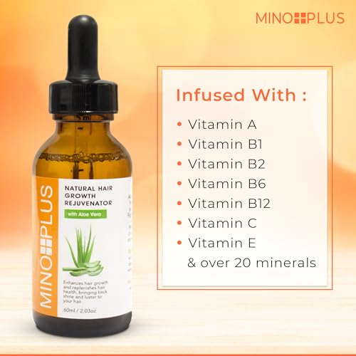 MINO PLUS Natural Hair Growth Serum 60ml - Aloe Vera for Thicker, Fuller Hair (Pack of 1)
