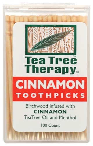 Tea Tree Therapy Cinnamon Toothpicks - 100 Count with Antiseptic Properties