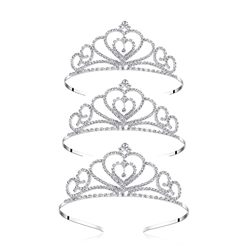 Lovelyshop 3 Pack Rhinestone Heart Tiara for Girls - Wedding, Prom, Birthday, Bridal & Princess Headpiece