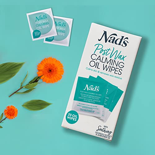 Nad's Post-Wax Calming Oil Wipes - Soothing Hair Removal Cleanser (40 Wipes)