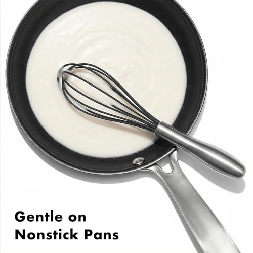 OYV 10-Inch Silicone Whisk with Stainless Steel Handle - Heat Resistant & Non-Scratch