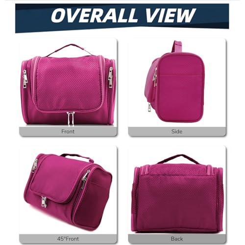Buruis Large Waterproof Hanging Toiletry Bag for Travel - Fuchsia