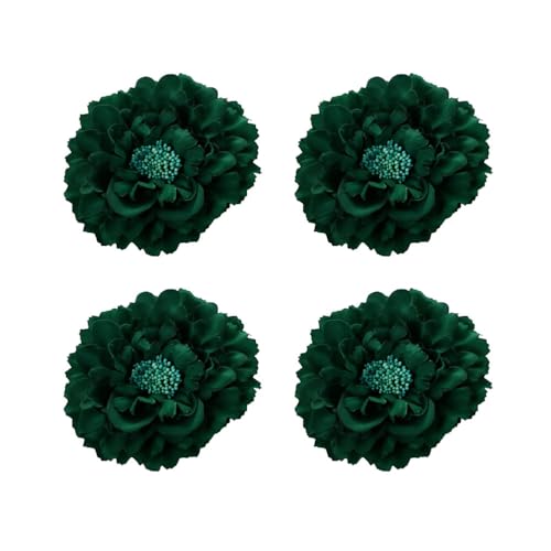 Koolgil 4Pcs Peony Flower Hair Clips & Brooch Pins - Dark Green Bohemia Style