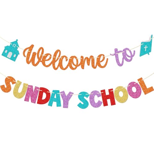 Welcome to Sunday School Banner - Colorful Classroom Decor