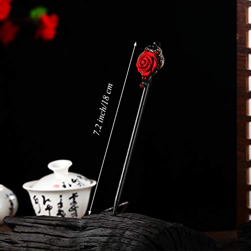 Yaazi 3-Piece Wooden Chinese Hair Sticks for Long Hair Retro Japanese Hair Accessories