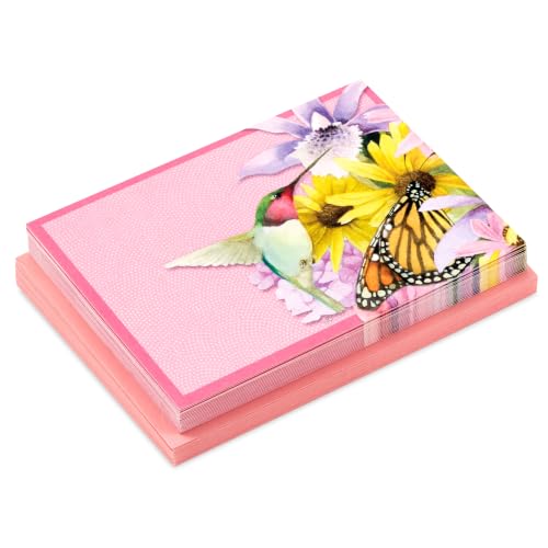 Hallmark Blank Notecards, 20-Pack with Butterfly & Hummingbird Design