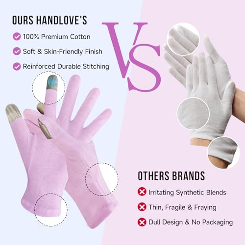 HandLove 100% Cotton Moisturizing Gloves for Eczema Relief - 2 Pairs
