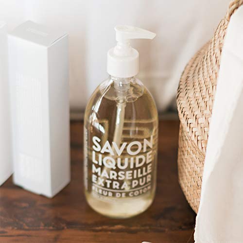 Compagnie de Provence Extra Pure Liquid Soap - Cotton Flower Scent | 16.7 Fl Oz Glass Pump Bottle