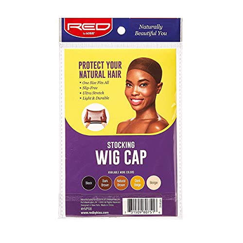 Red by Kiss Stocking Wig Cap - 5 Pack, Dark Brown, Slip-Free