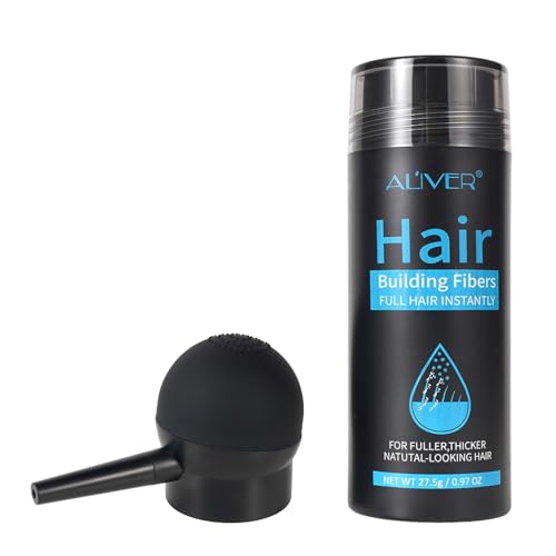 ALIVER Hair Building Fibers for Thinning Hair, Black, 27.5g with Applicator