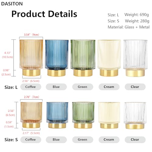 DASITON Crystal Makeup Brush Holder Organizer - Vintage Coffee Stripe, Glass Storage Cup