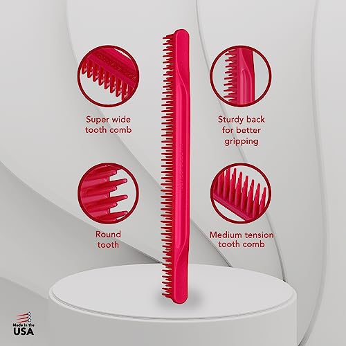 Allegro Combs 3-Row Detangling Comb for Curly Hair - Pink