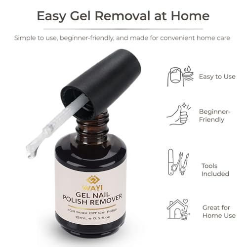 WAYI 2PCS Gel Nail Polish Remover Kit with Tools - No Foil Needed, Fast & Gentle