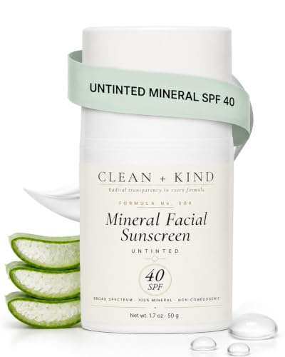 Clean + Kind Tallow Sunscreen SPF 40 Mineral Face Moisturizer No White Cast