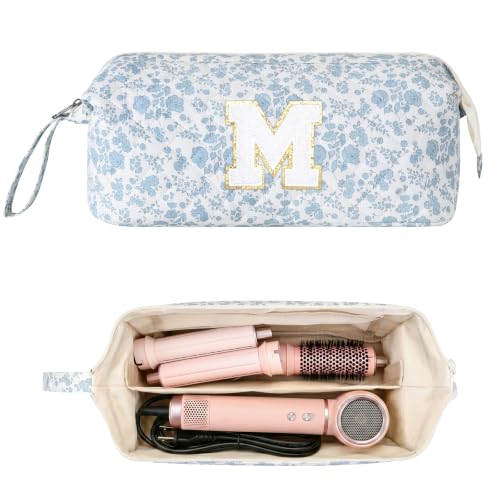 Quilted Hair Tool Travel Bag for Dyson Airwrap & Shark FlexStyle - Blue Floral