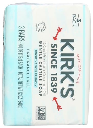 Kirk's Frag Free Soap Bar 3-Pack for Sensitive Skin