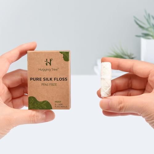 Hugging Tree Silk Dental Floss Refill Pack of 5 - Biodegradable, Mint, PFAS-Free