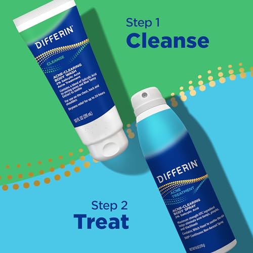 Differin Acne Body Spray - Salicylic & Glycolic Acid Treatment for Back & Chest, 6oz