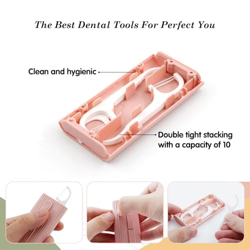 LIAMOSS Travel Mini Dental Flossers Case - 2 Pcs with 10 Floss Picks