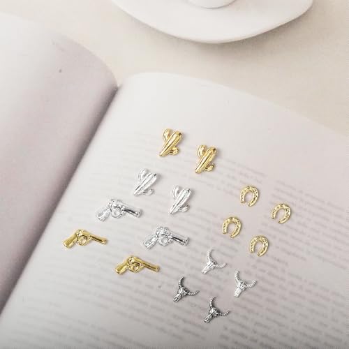 Ohmique 30 PCS 3D Western Nail Charms - Vintage Cowboy Style Nail Art