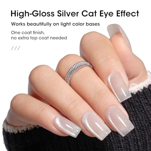 GELLEN Cat Eye Gel Top Coat - Magnetic Silver White Polish 18ml