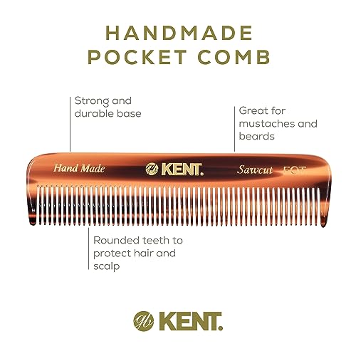 Kent Handmade Men's Pocket Comb Set - Fine Tooth Beard & Hair Grooming Kit