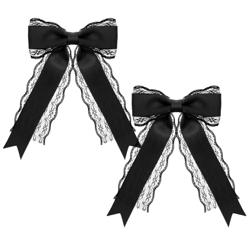 Giantree Black Lace Hair Bow Clips for Women - 2 Pack