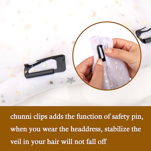Off-White Vodolo Chunni Clips with Safety Pins - 16 Pack for Women Hair & Dupatta