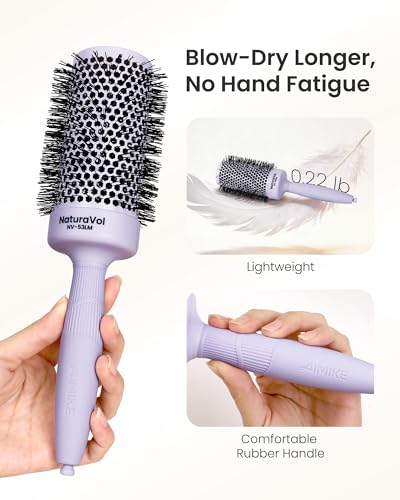 AIMIKE 2.1" Round Hair Brush Lavender Mist for Long Hair, Volume & Smooth Blowouts