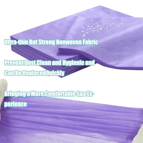 50 pcs Disposable Waterproof Massage Table Sheets 31x71 Purple - Soft Non Woven Fabric, SPA & Beauty Bed Cover, Travel