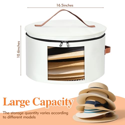 Kovpnor Round Hat Box - Stackable Felt Storage Case for Hats