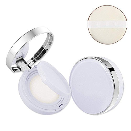 Portable White Air Cushion Puff Box with Mirror & Powder Puff