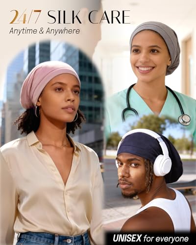 OLESILK 100% Mulberry Silk Bonnet for Sleeping - Adjustable Hair Wrap
