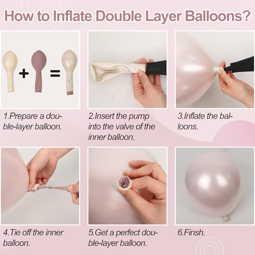 Dusty Pink Balloon Set - 50pcs 12 Inch Blush & Pearl Balloons for Parties
