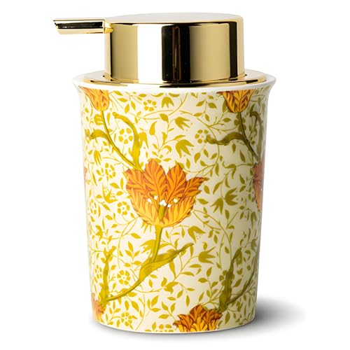 Floral Porcelain Soap Dispenser with Gold Pump - 9.5oz