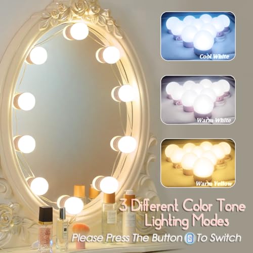 Hollywood-Style LED Vanity Lights for Makeup - Adjustable Brightness & Colors, Pink