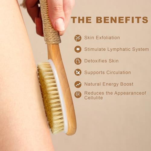 9.8" Natural Bristle Body Brush with Anti-Slip Handle